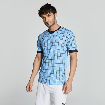 PUMA Checkered Men Polo Neck Blue T-Shirt