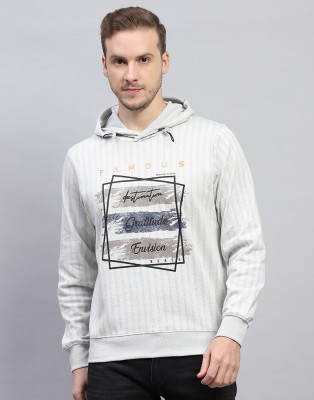 MONTE CARLO Printed Men Hooded Neck Grey T-Shirt