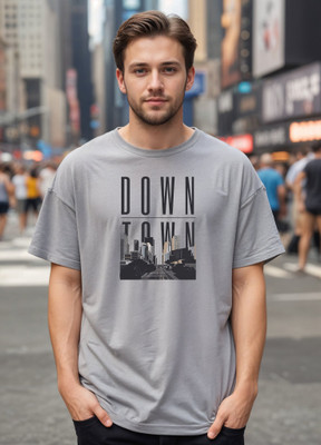 Smartees Printed Men Round Neck Grey T-Shirt