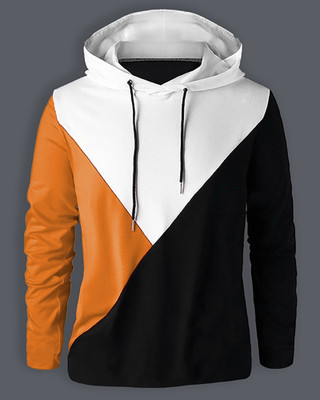 EyeBogler Printed Men Hooded Neck Orange T-Shirt