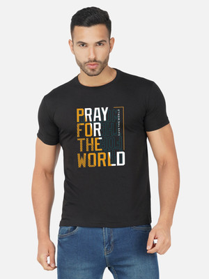 Moda Rapido Printed Men Round Neck Black T-Shirt