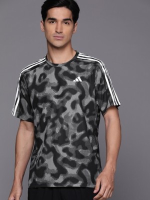 ADIDAS Printed Men Crew Neck Grey T-Shirt