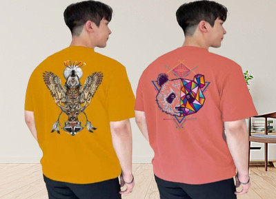 xpecto style Printed Men Round Neck Pink, Yellow T-Shirt