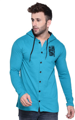 Money Leaf Graphic Print Men Hooded Neck Light Green T-Shirt