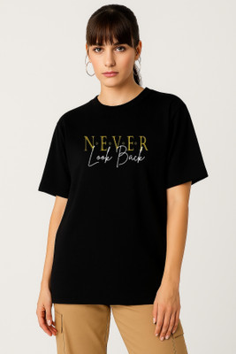 Be Crazy Typography Women Round Neck Black T-Shirt