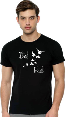 Tee town Graphic Print Men Round Neck Black T-Shirt