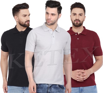 FUNKY GUYS Solid Men Polo Neck Multicolor T-Shirt