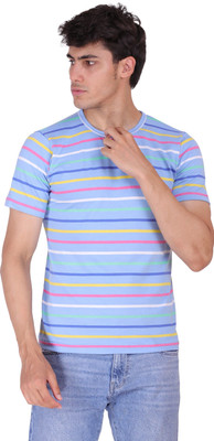 Styvibe Striped Men Round Neck Multicolor T-Shirt