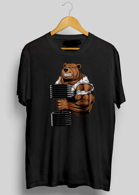 ROYALTRADERS Printed Men Round Neck Black T-Shirt