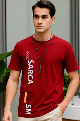 FAOES Printed Men Round Neck Red T-Shirt