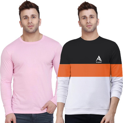 Kroptee Colorblock, Solid Men Round Neck Multicolor T-Shirt