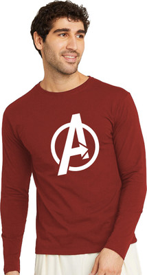 RULEDBYSUN Printed Men Round Neck Maroon T-Shirt