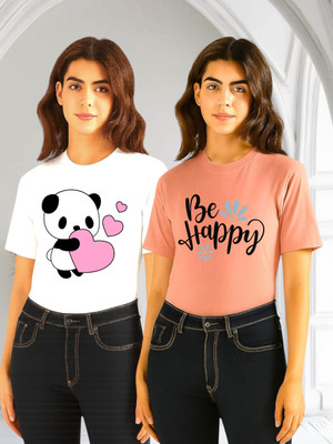 Attirea Graphic Print Women Round Neck Multicolor T-Shirt