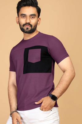 DBEX Printed Men Round Neck Purple T-Shirt
