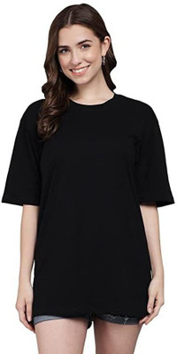 Bokaro Solid Women Round Neck Black T-Shirt
