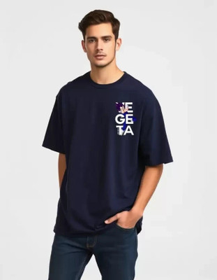 Aditi Fashion Printed Men Round Neck Dark Blue T-Shirt