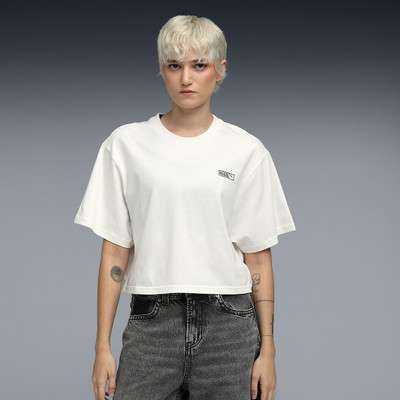 PUMA Solid Women Crew Neck White T-Shirt