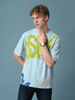 KILLER Printed Men Round Neck Light Blue T-Shirt