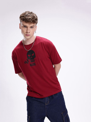 Kook N Keech Graphic Print Men Round Neck Maroon T-Shirt
