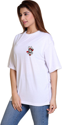 AZF Printed, Typography Women Round Neck White T-Shirt