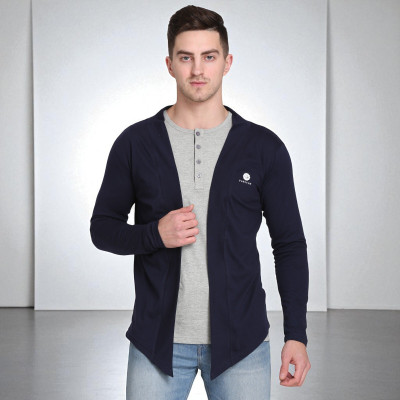 Faricon Trending Solid Men Round Neck Dark Blue T-Shirt
