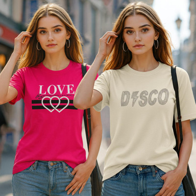 Fabflee Printed Women Round Neck Multicolor T-Shirt