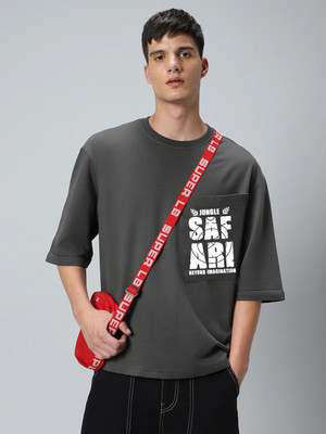 BEWAKOOF Graphic Print Men Round Neck Grey T-Shirt