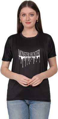 Booostam products Graphic Print Women Round Neck Black T-Shirt