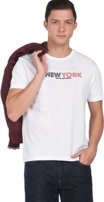 Arrow Newyork Printed Men Round Neck White T-Shirt