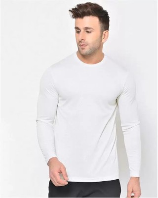EASELCLOTHING Solid Men Round Neck White T-Shirt