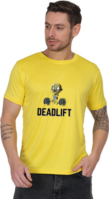 AZAADGARMENT Graphic Print Men Round Neck Yellow T-Shirt