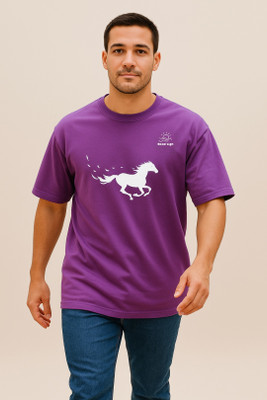 goodsign Printed Men Round Neck Purple T-Shirt