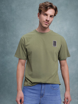 Roadster Printed Men Round Neck Green T-Shirt