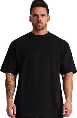 Fabicoo Solid Men Round Neck Black T-Shirt