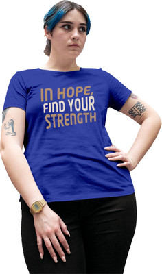 Fighterhero Printed Women Round Neck Blue T-Shirt