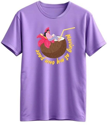 ATVI.FIT Printed Women Round Neck Blue T-Shirt