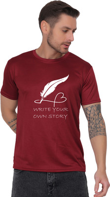 Motifashion Graphic Print Men Round Neck Maroon T-Shirt