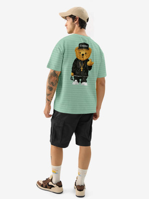 Triptee Graphic Print Men Round Neck Light Green T-Shirt