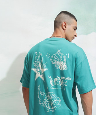 HIGHLANDER Printed Men Round Neck Green T-Shirt