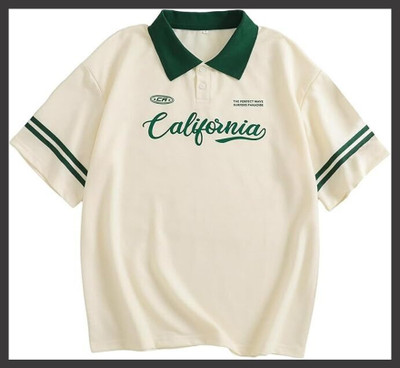 Hackmen Printed Men Polo Neck Beige T-Shirt