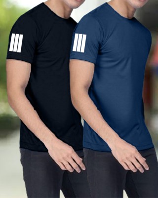 FastColors Solid Men Round Neck Navy Blue, Blue T-Shirt