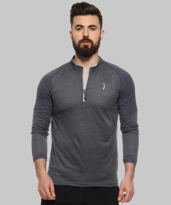 CAMPUS SUTRA Solid Men Polo Neck Grey T-Shirt