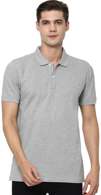 RULEDBYSUN Solid Men Polo Neck Grey T-Shirt