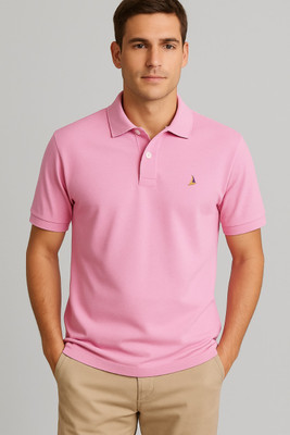 saltlake Printed Men Polo Neck Pink T-Shirt