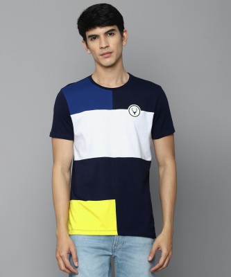 Allen Solly Colorblock Men Round Neck Navy Blue T-Shirt