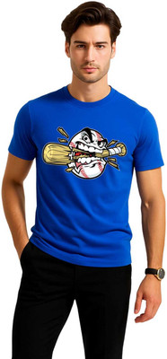 mssports Printed Men Round Neck Blue T-Shirt