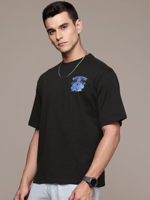 Roadster Graphic Print Men Round Neck Black T-Shirt