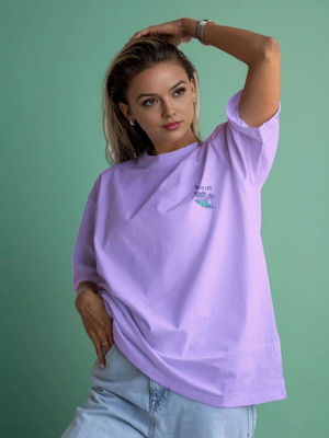 Moda Rapido Printed Women Round Neck Purple T-Shirt