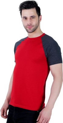Mindseye Creations Solid Men Round Neck Red, Black T-Shirt