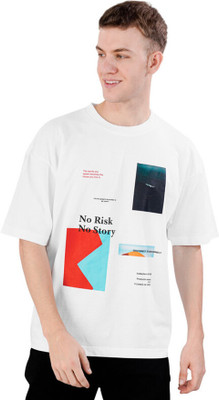 french crown Printed, Typography Men Round Neck White T-Shirt